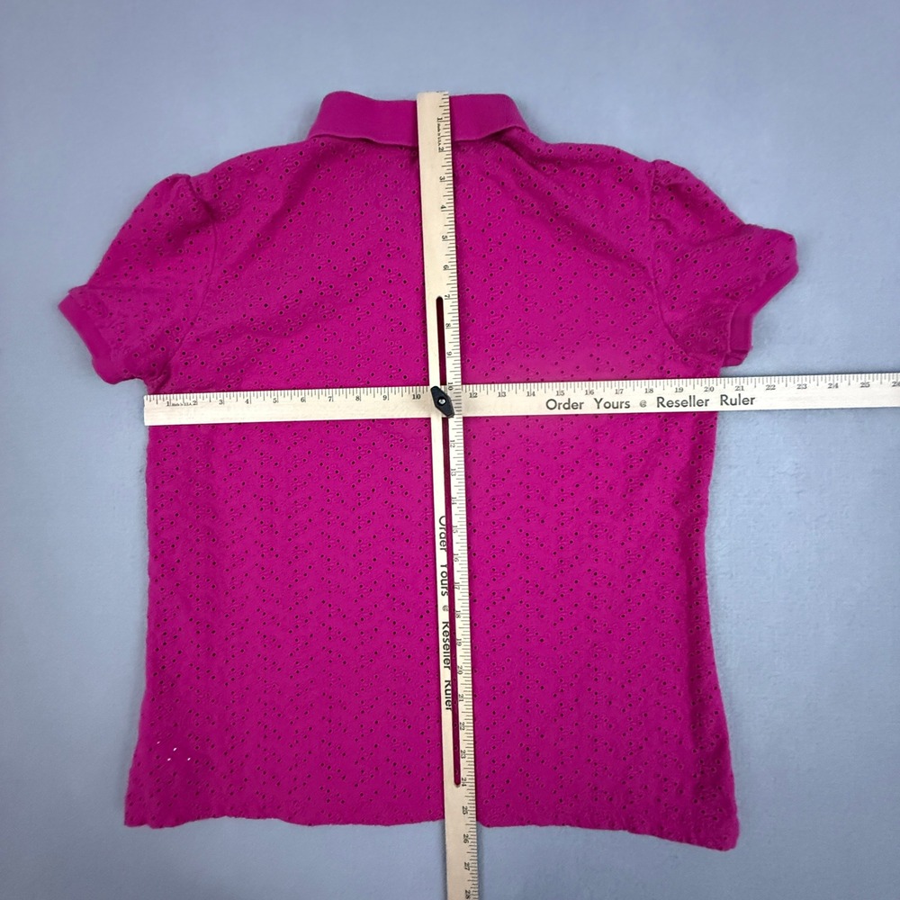 Lauren Ralph Lauren Pink Eyelet Polo Top - Picture 8 of 8